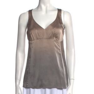 Brunello Cucinelli Silk Charmeuse Taupe Gray Ombre Empire Waist Top Camisole L